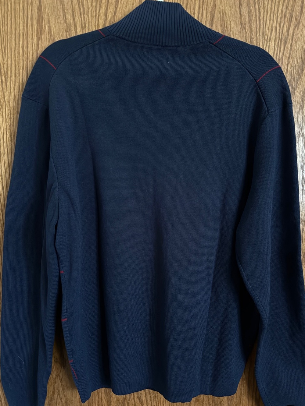 Dockers Full Zip Navy Blue Sweater Milano Windowpane Mock Neck Men's Size Large - Picture 6 of 10